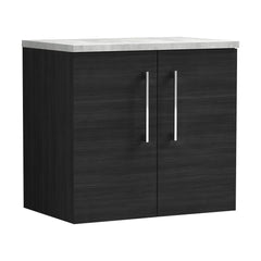 [BFLE623LBG] Bramshall Wall Hung 2 Door Vanity Unit with Bellato Grey Laminate Worktop, 600mm, Choice of Colour - Cutout