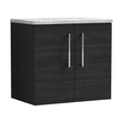 [BFLE623LBG] Balterley Level 600mm Wall Hung 2 Door Vanity Unit with Laminate Worktop for Modern Bathroom Storage - Charcoal Black - Cutout