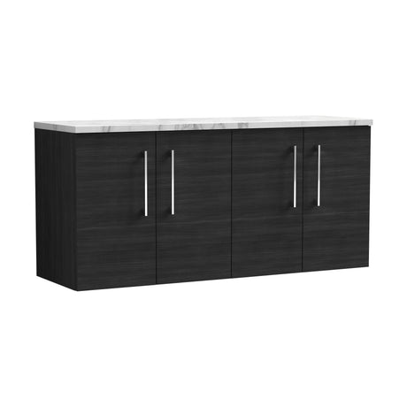 [BFLE623LCM2] Bramshall Contemporary 4 Door Wall Hung Vanity Unit with Carrera Marble Laminate Worktop, 1200mm, Choice of Colour - Cutout