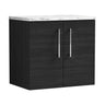 [BFLE623LCM] Bramshall Contemporary 2 Door Wall Hung Vanity Unit with Carrera Marble Laminate Worktop, 600mm, Choice of Colour - Cutout