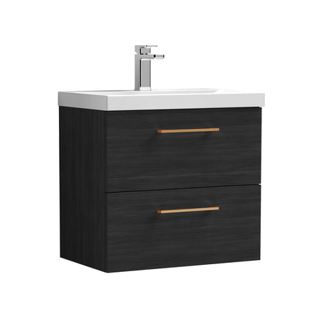 Bramshall Wall Hung 2 Drawer Vanity Unit with Mid-Edge Ceramic Basin - Choice of Colour, Handle Finish and Size