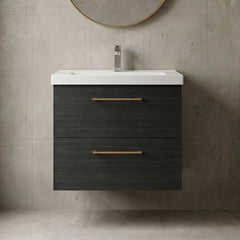 [BFLE624AH019] Bramshall Wall Hung 2 Drawer Vanity Unit with Mid-Edge Ceramic Basin - Choice of Colour, Handle Finish and Size - Silo