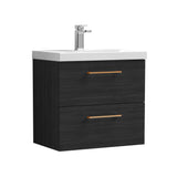 Wall Hung 2 Drawer Vanity Unit with Mid-Edge Ceramic Basin - Choice of Colour, Handle Finish and Size