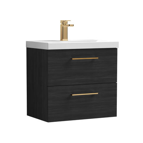 Bramshall Wall Hung 2 Drawer Vanity Unit with Mid-Edge Ceramic Basin - Choice of Colour, Handle Finish and Size
