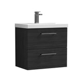 Wall Hung 2 Drawer Vanity Unit with Mid-Edge Ceramic Basin - Choice of Colour, Handle Finish and Size