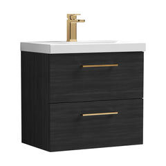 [BFLE624AH716] Bramshall Wall Hung 2 Drawer Vanity Unit with Mid-Edge Ceramic Basin - Choice of Colour, Handle Finish and Size - Cutout