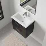 Wall Hung 2 Drawer Vanity Unit with Mid-Edge Ceramic Basin - Choice of Colour, Handle Finish and Size