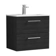 [BFLE624B] Balterley  Contemporary Bathroom 2 Soft Close Drawer & Minimalist Wall Hung Vanity Unit Basin, Charcoal Black, 600mm - Cutout