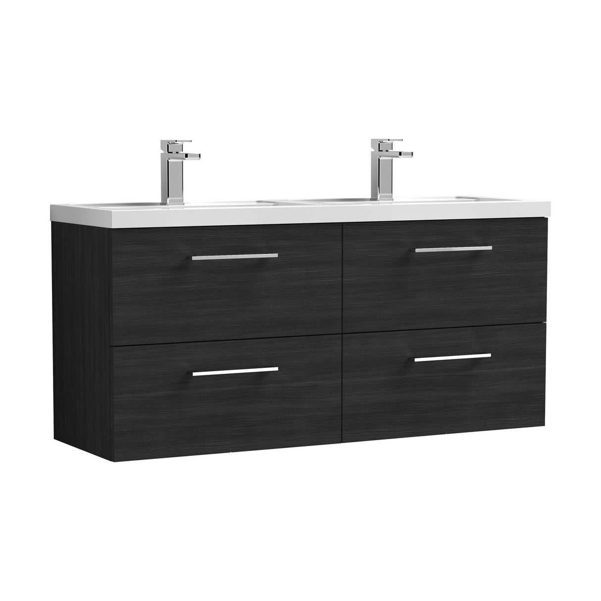 [BFLE624C2] Balterley Level 1200mm Wall Hung 4-Drawer Vanity Unit with Double Basin for Modern Bathroom Storage - Gloss White - Cutout