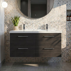 [BFLE624C2] Balterley Level 1200mm Wall Hung 4-Drawer Vanity Unit with Double Basin for Modern Bathroom Storage - Gloss White - Silo