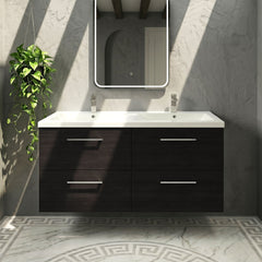 [BFLE624F2] Balterley Level 1200mm Wall Hung 4-Drawer Vanity Unit with Double Basin for Modern Bathroom Storage - Gloss White - Silo
