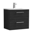 [BFLE624G] Balterley  Modern Bathroom 2 Soft Close Drawer Wall Hung Vanity & Curved Basin, Charcoal Black, 600mm - Cutout
