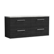 [BFLE624LBG2] Balterley Level 1200mm Wall Hung 4 Drawer Vanity Unit with Laminate Worktop for Modern Bathroom Storage - Charcoal Black - Cutout