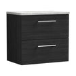 [BFLE624LBG] Balterley Level 600mm Wall Hung 2 Drawer Vanity Unit with Laminate Worktop for Modern Bathroom Storage - Charcoal Black - Cutout