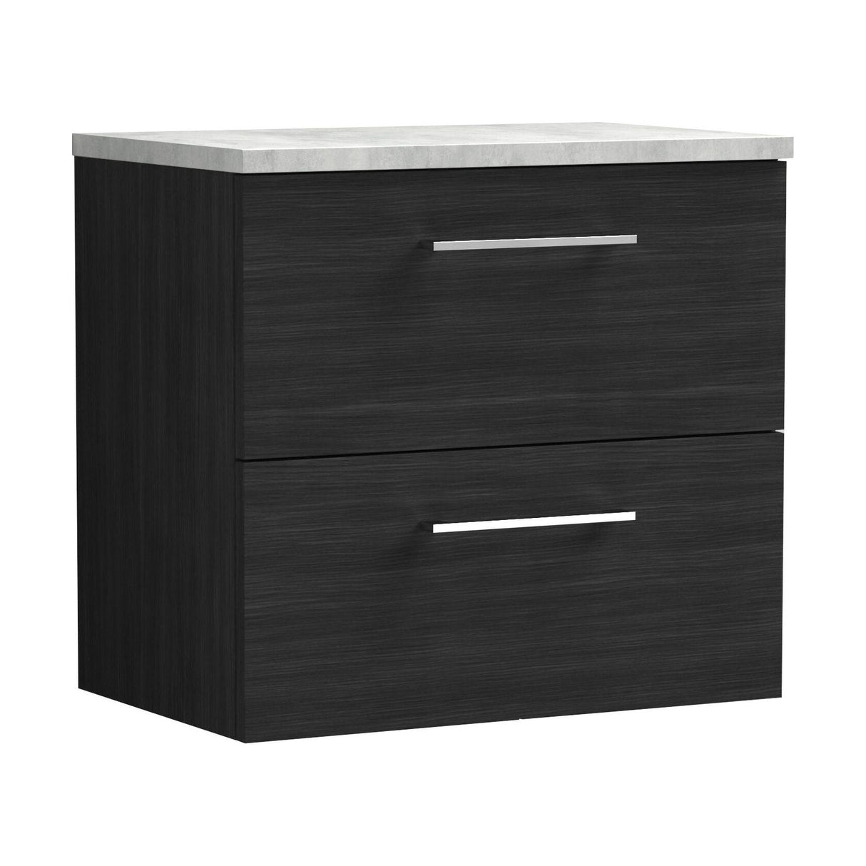 [BFLE624LBG] Bramshall Contemporary 2 Drawer Wall Hung Vanity Unit with Bellato Grey Laminate Worktop, Choice of Size and Colour - Cutout