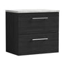 [BFLE624LBG] Bramshall Contemporary 2 Drawer Wall Hung Vanity Unit with Bellato Grey Laminate Worktop, Choice of Size and Colour - Cutout