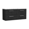 [BFLE624LCM2] Bramshall Contemporary 4 Drawer Wall Hung Vanity Unit with Carrera Marble Laminate Worktop, 1200mm, Choice of Colour - Cutout