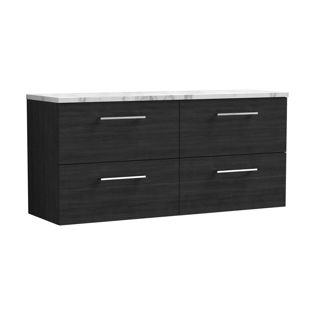 [BFLE624LCM2] Balterley Level 1200mm Wall Hung 4 Drawer Vanity Unit & Laminate Worktop for Modern Bathroom Storage - Charcoal Black - Cutout