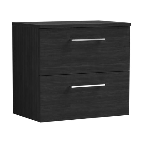 [BFLE624W] Bramshall Contemporary 2 Soft Close Drawer Wall Hung Vanity Unit with Worktop, Choice of Size and Colour - Cutout