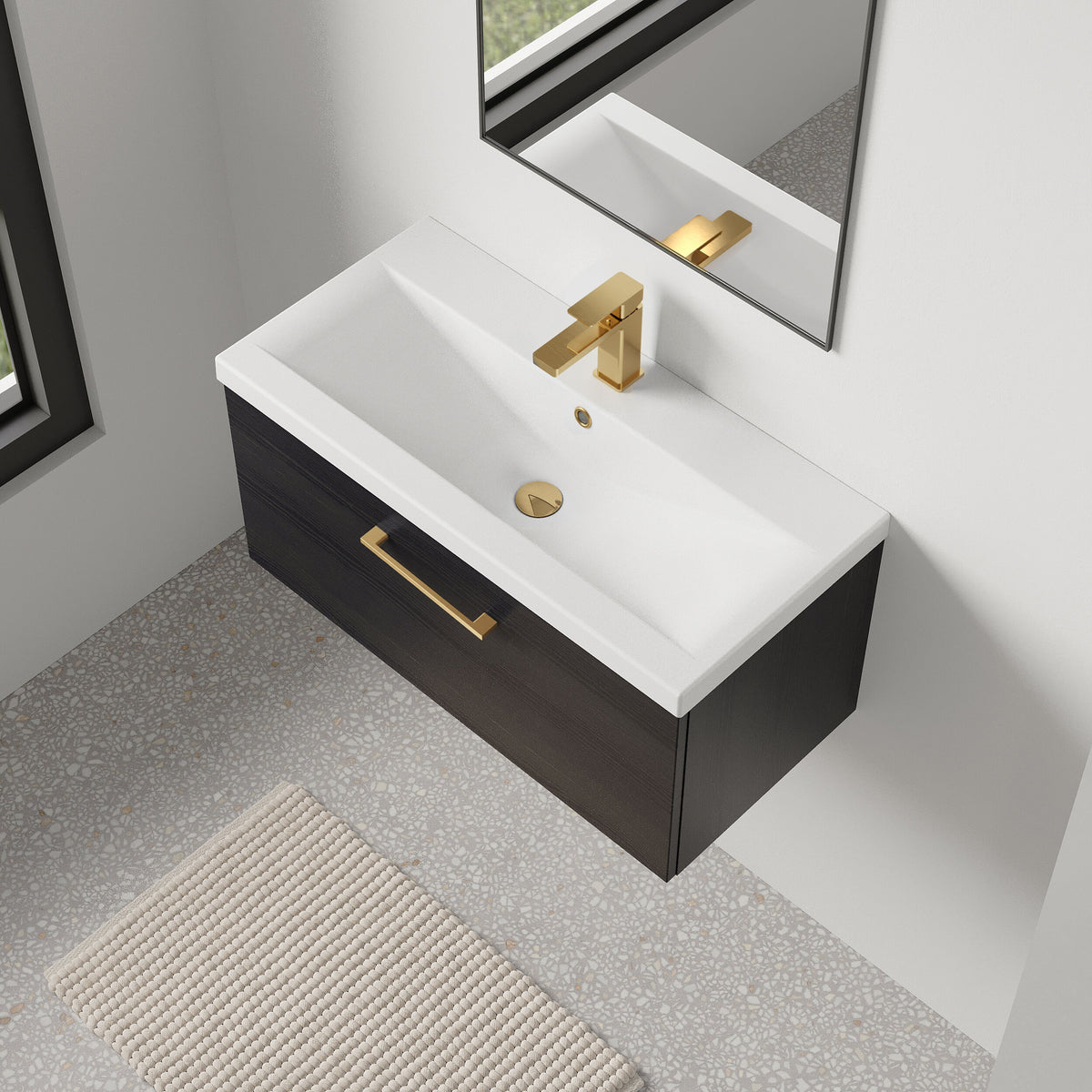 [BFLE625AH017] Bramshall Wall Hung 1 Drawer Vanity Unit with Mid-Edge Ceramic Basin 800mm - Lifestyle 2