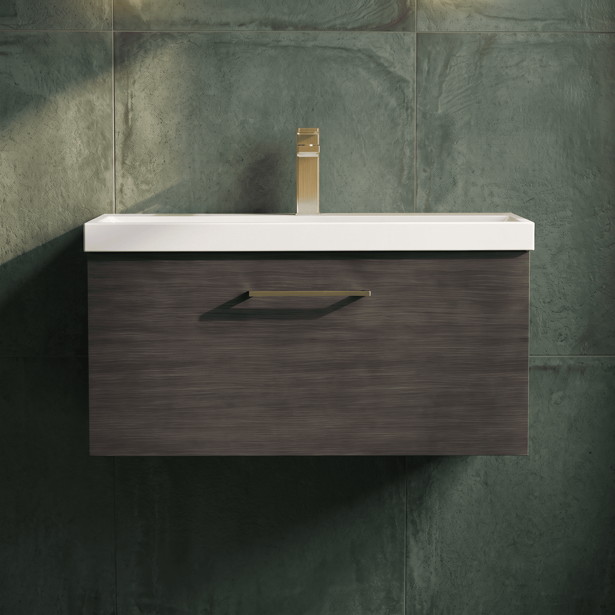 [BFLE625AH017] Bramshall Wall Hung 1 Drawer Vanity Unit with Mid-Edge Ceramic Basin 800mm - Studio Shot