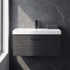 [BFLE625AH018] Bramshall Wall Hung 1 Drawer Vanity Unit with Mid-Edge Ceramic Basin 800mm - Studio Shot