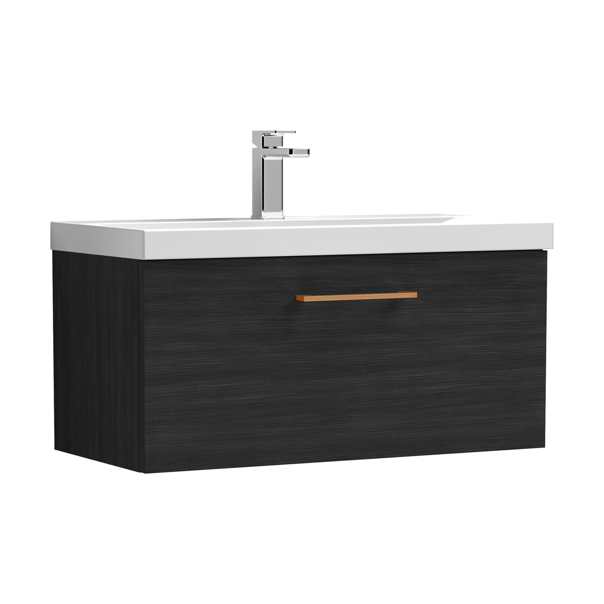 [BFLE625AH019] Bramshall Wall Hung 1 Drawer Vanity Unit with Mid-Edge Ceramic Basin - Choice of Colour, Handle Finish and Size - Cutout