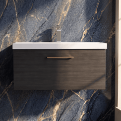 [BFLE625AH019] Bramshall Wall Hung 1 Drawer Vanity Unit with Mid-Edge Ceramic Basin 800mm - Studio Shot
