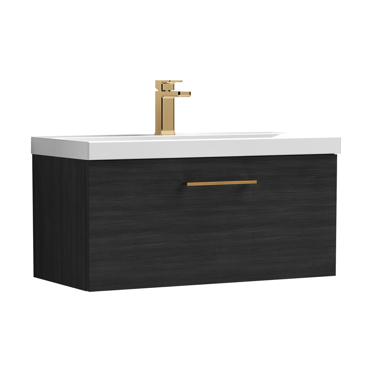 [BFLE625AH1516] Bramshall Wall Hung 1 Drawer Vanity Unit with Mid-Edge Ceramic Basin - Choice of Colour, Handle Finish and Size - Cutout
