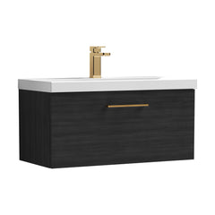 [BFLE625AH1516] Bramshall Wall Hung 1 Drawer Vanity Unit with Mid-Edge Ceramic Basin - Choice of Colour, Handle Finish and Size - Cutout