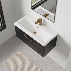[BFLE625AH1516] Bramshall Wall Hung 1 Drawer Vanity Unit with Mid-Edge Ceramic Basin 800mm - Lifestyle 2
