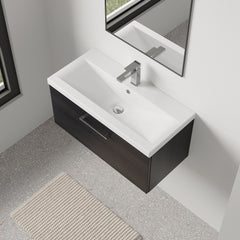 [BFLE625A] Bramshall Wall Hung 1 Drawer Vanity Unit with Mid-Edge Ceramic Basin 800mm - Lifestyle 2