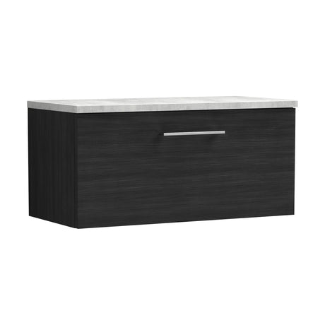 [BFLE625LBG] Bramshall Contemporary 1 Drawer Wall Hung Vanity Unit with Bellato Grey Laminate Worktop, Choice of Size and Colour - Cutout