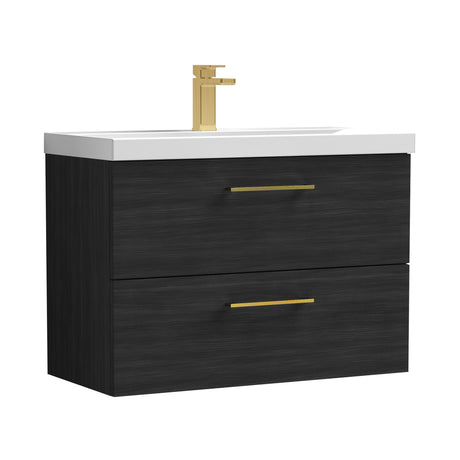 Wall Hung 2 Drawer Vanity Unit with Mid-Edge Ceramic Basin - Choice of Colour, Handle Finish and Size