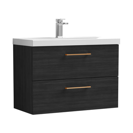 Bramshall Wall Hung 2 Drawer Vanity Unit with Mid-Edge Ceramic Basin - Choice of Colour, Handle Finish and Size