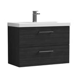 Wall Hung 2 Drawer Vanity Unit with Mid-Edge Ceramic Basin - Choice of Colour, Handle Finish and Size