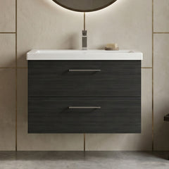 [BFLE626A] Bramshall Wall Hung 2 Drawer Vanity Unit with Mid-Edge Ceramic Basin - Choice of Colour, Handle Finish and Size - Silo