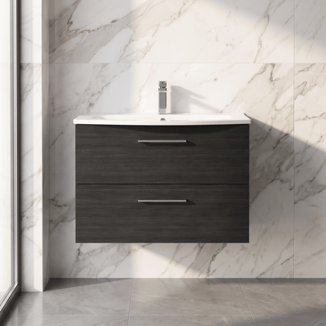 [BFLE626G] Bramshall Contemporary 2 Soft Close Drawer Wall Hung Vanity Unit, Choice of Size/Basin Type/Colour - Silo