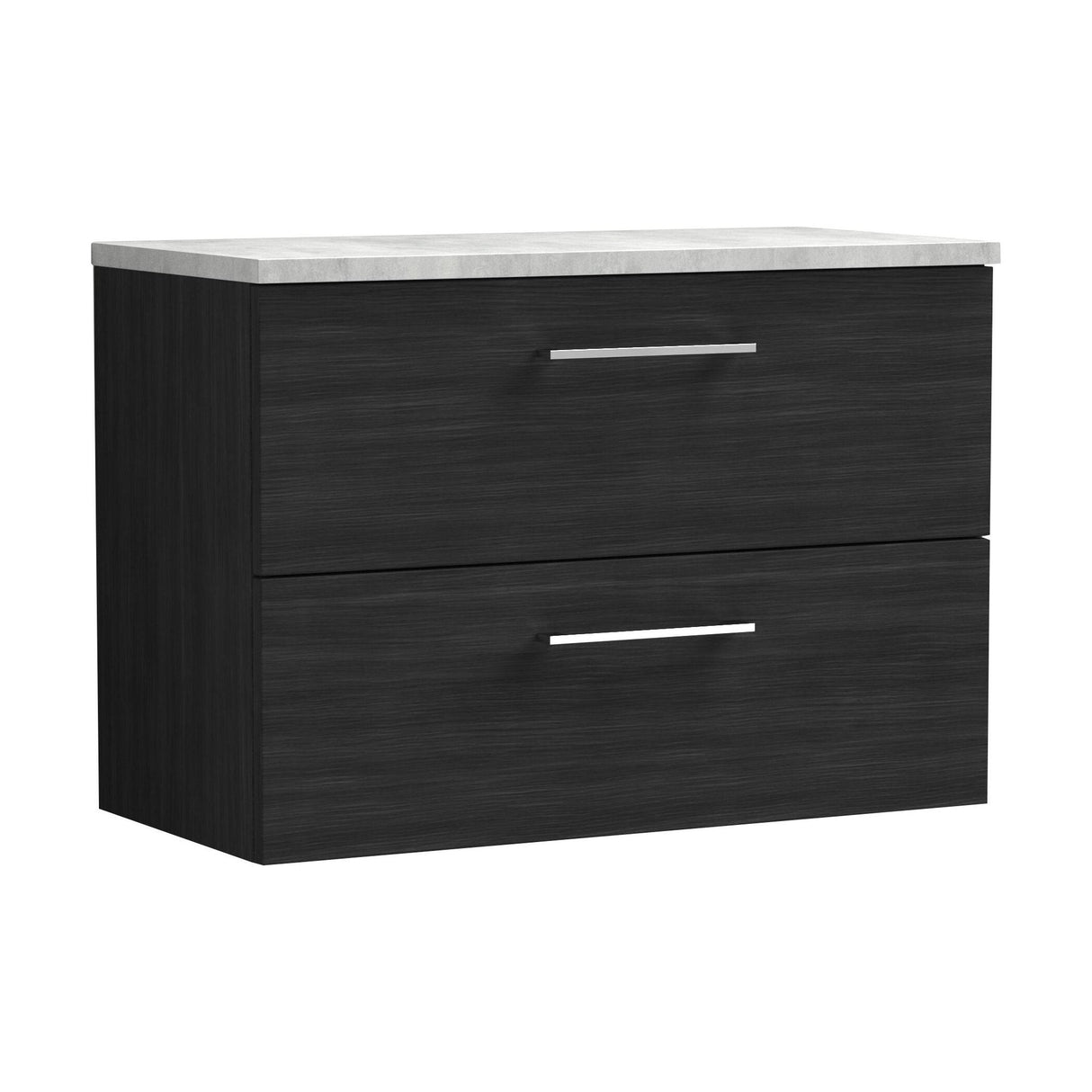 [BFLE626LBG] Bramshall Contemporary 2 Drawer Wall Hung Vanity Unit with Bellato Grey Laminate Worktop, Choice of Size and Colour - Cutout