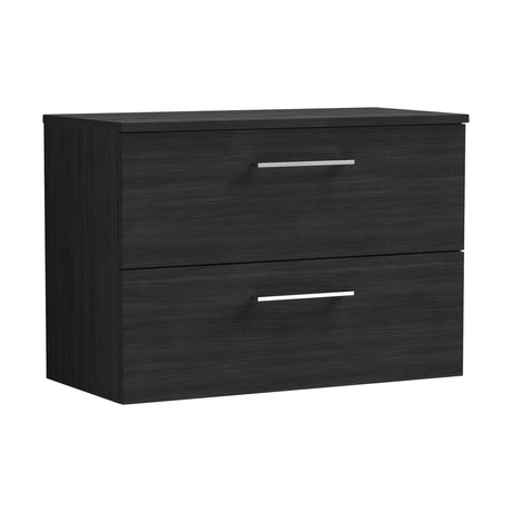[BFLE626W] Bramshall Contemporary 2 Soft Close Drawer Wall Hung Vanity Unit with Worktop, Choice of Size and Colour - Cutout