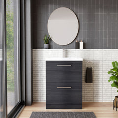 [BFLE633A] Bramshall Contemporary 2 Drawer Floor Standing Vanity Unit, Choice of Size, Colour and Basin