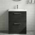 [BFLE633A] Balterley Contemporary Bathroom Floor Standing 2 Soft-Close Drawer Vanity Unit & Mid-Edge Basin, Charcoal Black, 600 mm - Silo