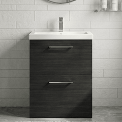 [BFLE633A] Bramshall Contemporary 2 Drawer Floor Standing Vanity Unit, Choice of Size, Colour and Basin - Silo