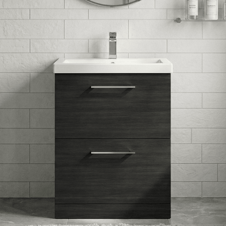 [BFLE633A] Bramshall Contemporary 2 Drawer Floor Standing Vanity Unit, Choice of Size, Colour and Basin - Silo