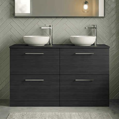 [BFLE633W2] Bramshall Contemporary 4 Drawer Floor Standing Vanity Unit with Worktop, 1200mm, Choice of Colour - Silo