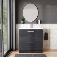 [BFLE635A] Bramshall Contemporary 2 Drawer Floor Standing Vanity Unit, Choice of Size, Colour and Basin