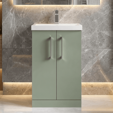 [BFLE801A] Contemporary Floor Standing Vanity Unit with Mid-Edge Basin, Choice of Size - Silo