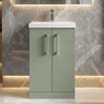 [BFLE801A] Contemporary Floor Standing Vanity Unit with Mid-Edge Basin, Choice of Size - Silo