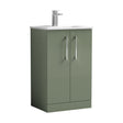 [BFLE801B] Balterley  Contemporary Bathroom 2 Soft Close Door & Minimalist Floor Standing Vanity Unit Basin, Satin Green, 500mm - Cutout