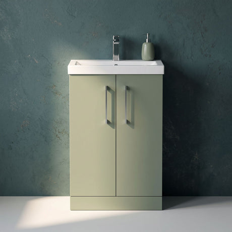 [BFLE801D] Bramshall Contemporary 2 Soft Close Doors Floor Standing Vanity Basin Unit, Choice of Size/Basin Type/Colour - Silo